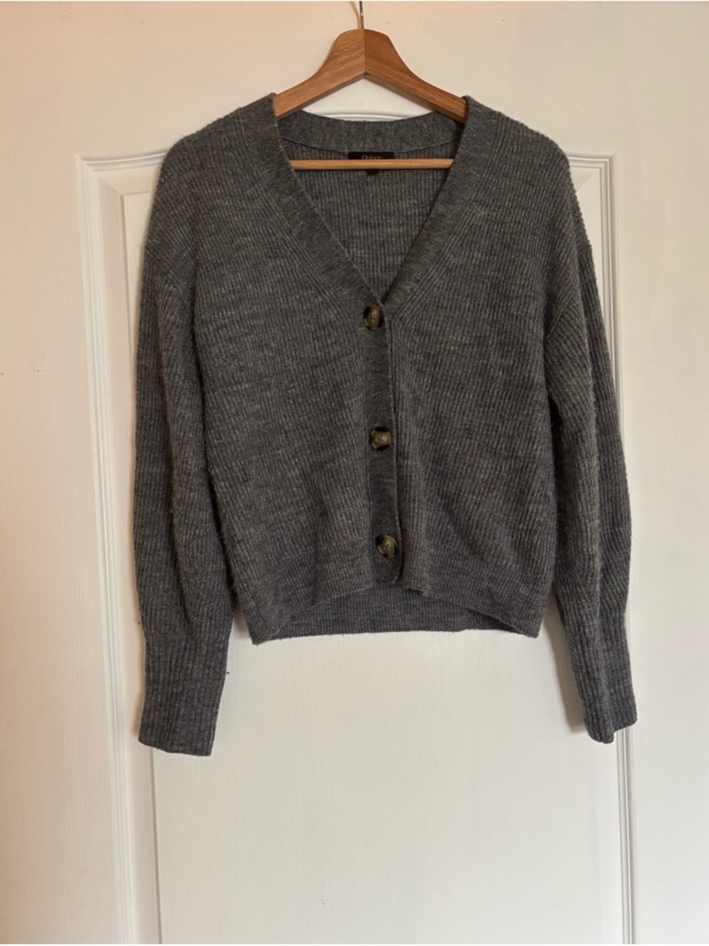 Quince Alpaca-wool Charcoal  V-Neck Button Cardigan